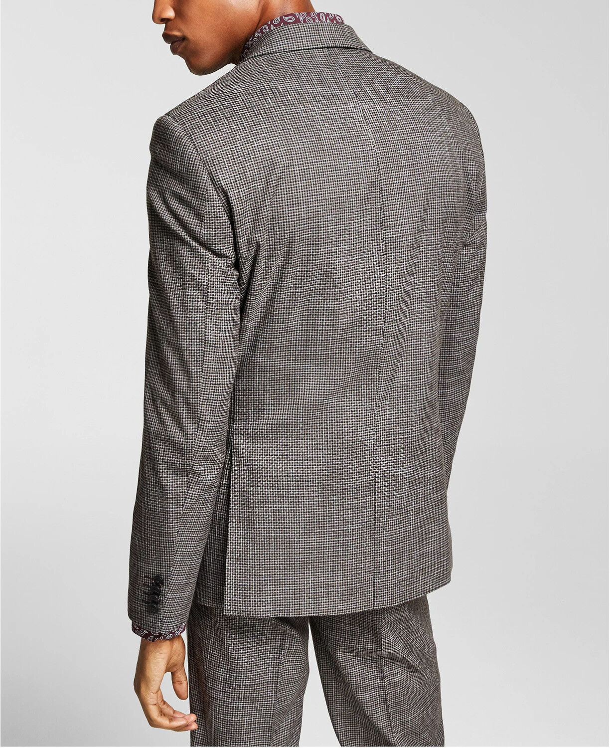 Alfani Men's Slim-Fit Brown Black Mini-Check Suit Jacket 40R