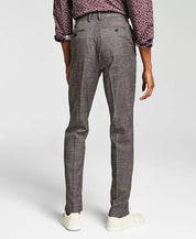 Alfani Men's Slim-Fit Suit Dress Pants Brown Black Check 34 x 34