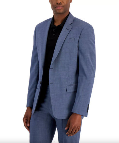 A|X Armani Exchange Men's Slim-Fit Navy Shadow Plaid Suit Jacket 44R