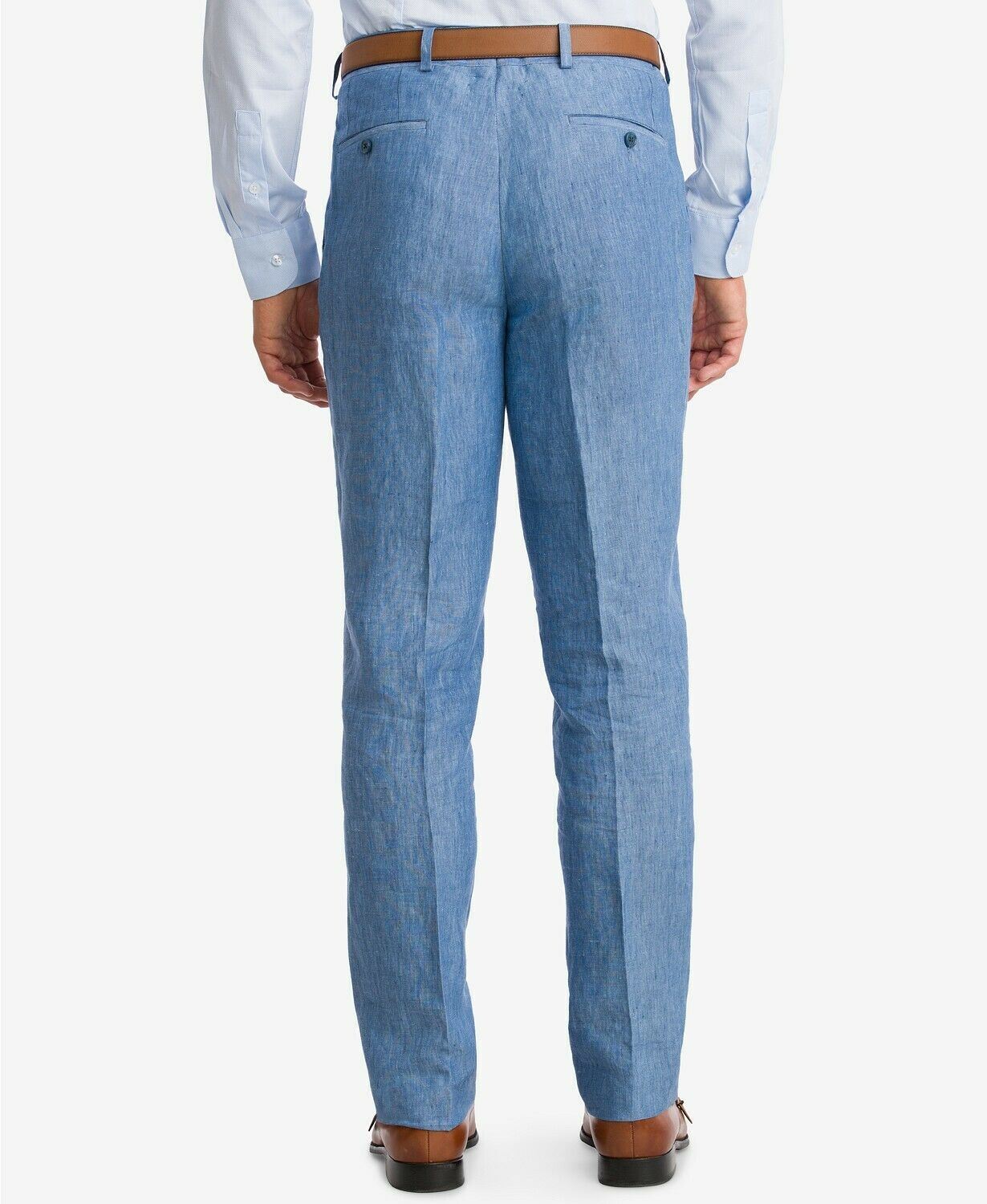 Bar III Men's Slim-Fit Blue Chambray LINEN Dress Pants 33 x 32