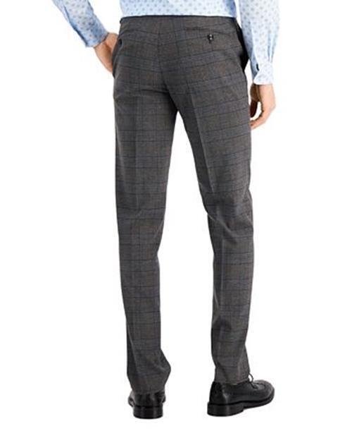 Bar III Men's Slim-Fit Gray & Camel Plaid Dress Pants 30 x 30