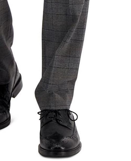 Bar III Men's Slim-Fit Gray & Camel Plaid Dress Pants 30 x 30