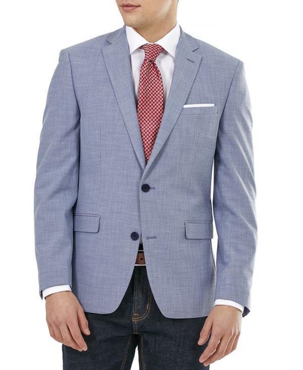 Bar III Men's Slim-Fit Solid Blazer Sport Coat 46L Light Blue