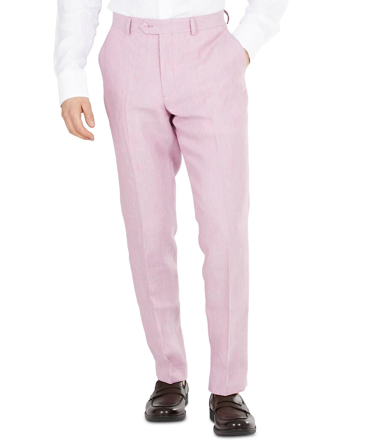 Bar III Men's Slim-Fit Linen Dress Pants Pink 32 X 32