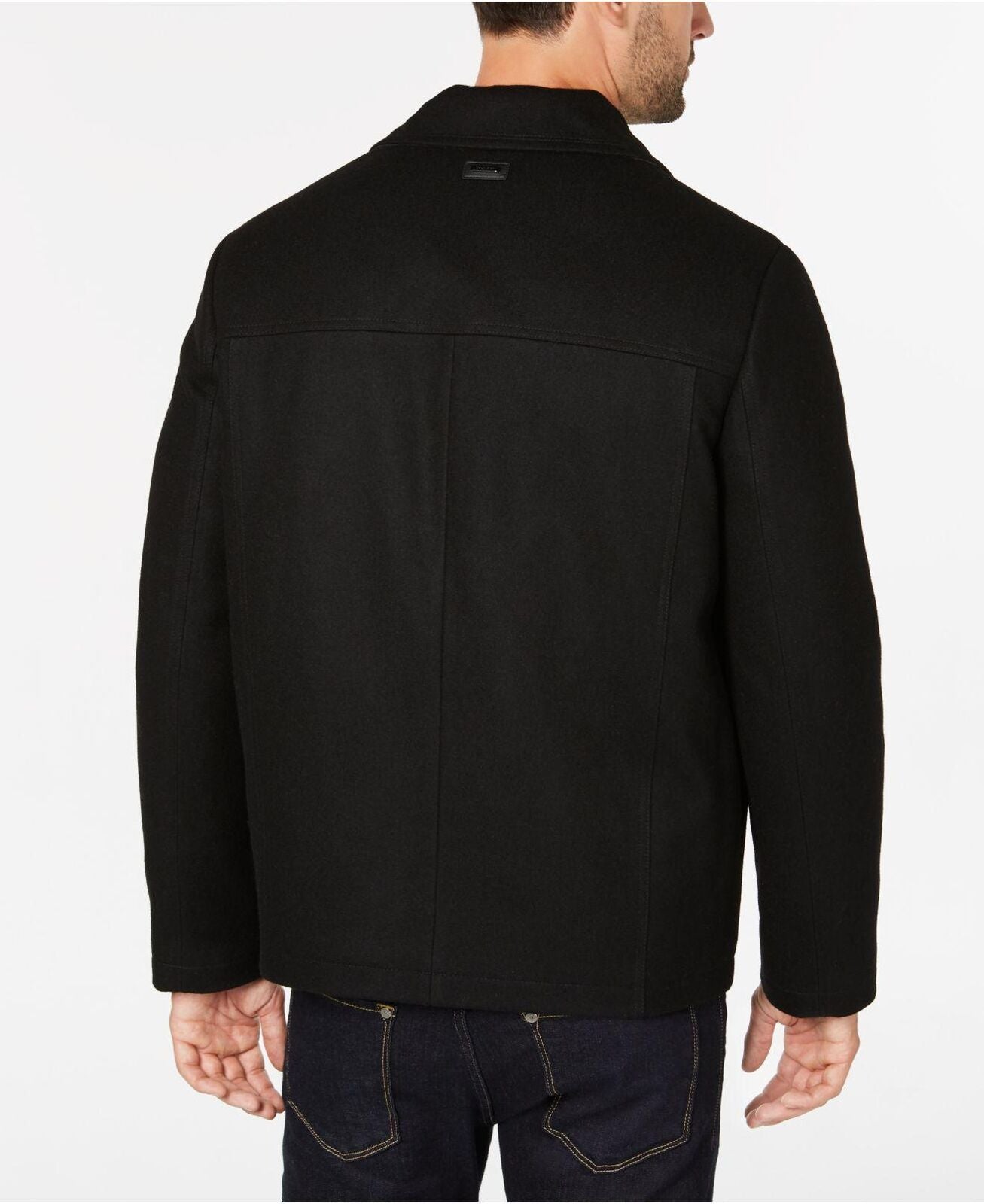 Calvin Klein Men's Open Bottom Hipster Coat XXL Black Wool