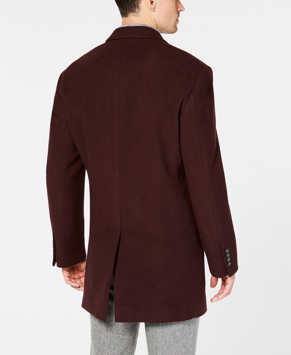 Calvin Klein Men's Prosper X-Fit Overcoat 48R Burgundy Red