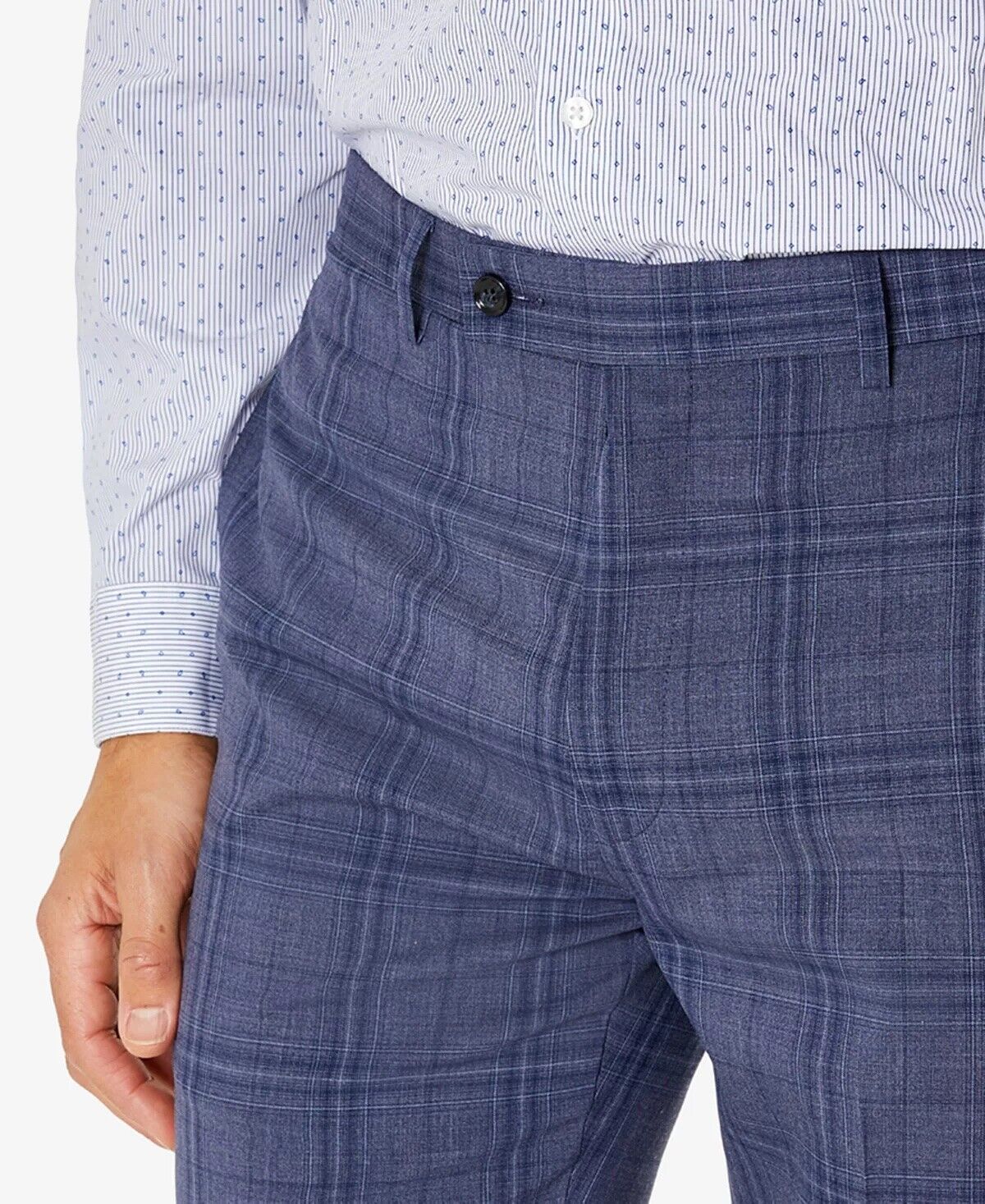 Calvin Klein Men's Skinny-Fit Infinite Stretch Dress Pants 38 x 34 Blue Plaid
