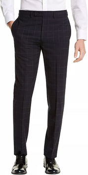 Calvin Klein Men's Skinny Fit Windowpane Black Pants 34 x 30 Flat Front