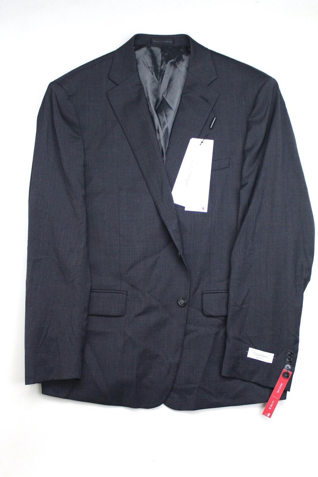 CALVIN KLEIN Men's Slim-Fit Wool Suit Jacket 40S Black Brown