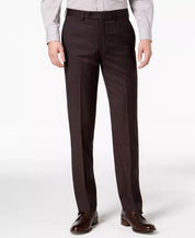 CALVIN KLEIN Men's Dress Pants Brown 38 x 29 Slim-Fit Plaid Check