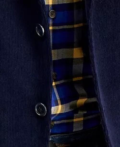 Club Room Men's Corduroy Classic-Fit Sport Coat 38R Solid Navy Blue