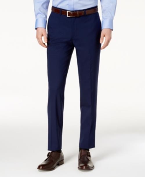 Cole Haan Grand.OS Wearable Technology Slim-Fit Solid Blue Suit Pants 40 x 30
