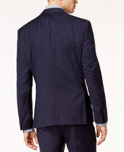 DKNY Men's Modern-Fit Stretch Thin Striped Suit Jacket 36R Navy Blue
