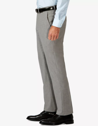Haggar J.M. Slim Fit 4-Way Stretch Flat Front Dress Pants Light Grey 38 x 30