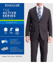 Haggar Active Mens Slim Fit Suit Jacket 44L Charcoal Herringbone Jacket Only