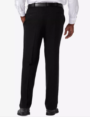 Haggar Mens Classic fit Dress Pants 50 / 30 Black Solid