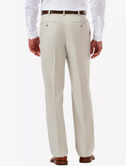 HAGGAR Mens Cool 18 PRO Classic-Fit Expandable Pleated Pants 40 x 30 String Beig