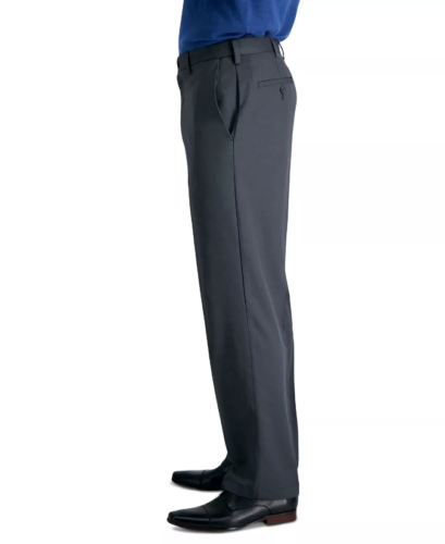 HAGGAR Men's Cool 18 PRO® Classic-Fit Flat Front Pants 44 x 32 Charcoal Heather
