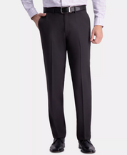 HAGGAR Men’s Premium Straight-Fit Stretch Wrinkle-Free Pants Charcoal 40 x 30