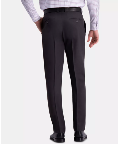HAGGAR Men’s Premium Straight-Fit Stretch Wrinkle-Free Pants Charcoal 42 x 32