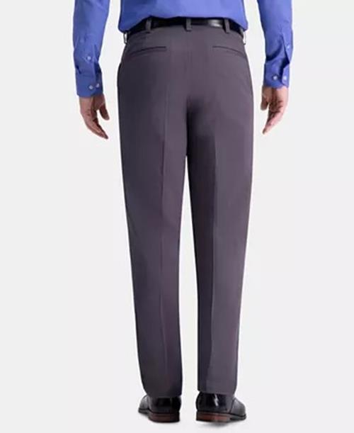 HAGGAR Men's Khaki Classic-Fit 2-Way Stretch Flat Pants 36 x 29 Charcoal Grey