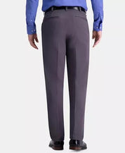 HAGGAR Men's Khaki Classic-Fit 2-Way Stretch Flat Pants 40 x 30 Charcoal Grey