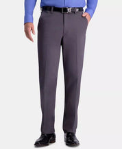Haggar Mens Classic fit Casual Khaki Pants 42 / 29 Grey Solid Stretch