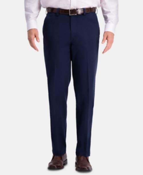 Haggar Comfort Khaki Classic Fit 2 Way Stretch Flat Front Pant Navy Blue 36 x 29