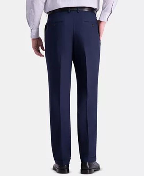 Haggar Men Classic fit Dress Pants 34 / 30 Blue Solid Stretch