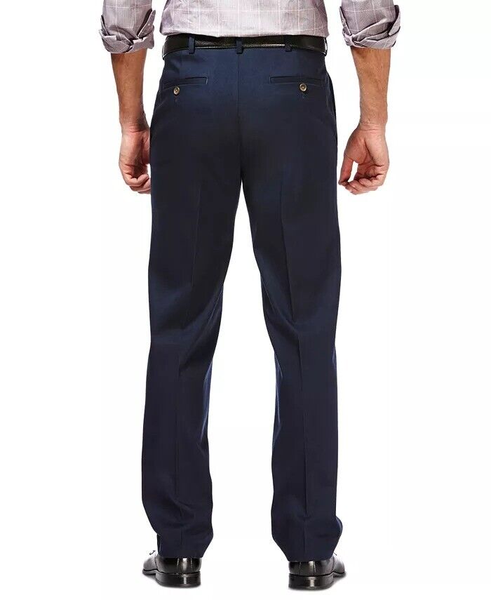 Haggar Mens Classic fit Cotton Dress Pants 42 / 32 Blue Solid