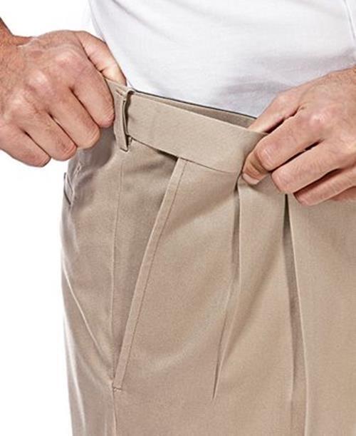 Haggar No Iron Classic Fit Expandable Waist Pleated Pants 36 x 29 Sand Beige