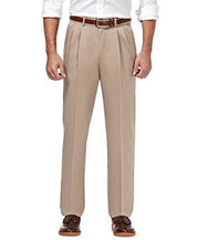 Haggar Mens Classic Fit fit Dress Pants 34 / 29 Beige Solid Stretch