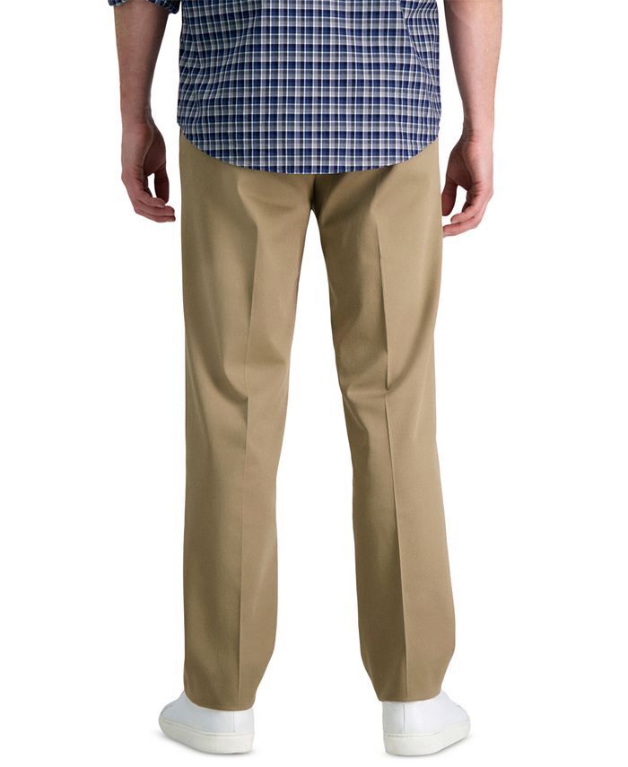 Haggar Men's No Iron Straight Fit Flex Waist Flat Pants 33 x 32 British Khaki
