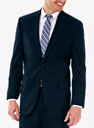 Haggar Mens Classic fit Sport Coat Blazer 40 S Navy Blue Solid Stretch
