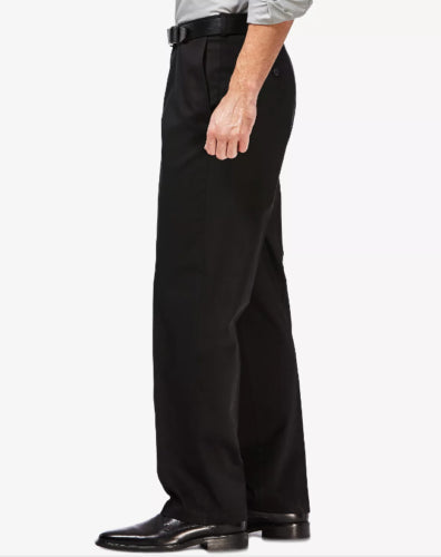 Haggar Mens Classic fit Chinos Pants 40 / 32 Black Solid Stretch