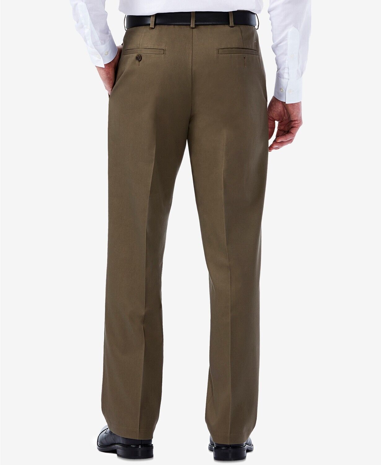 Haggar Mens NoIron Khaki Classic Fit Hidden Expandable Waist Pants 32 x 30 Toast