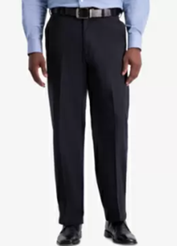 Haggar Men's W2W Pro Relaxed-Fit Flat Front Casual Pants Black 36 x 32