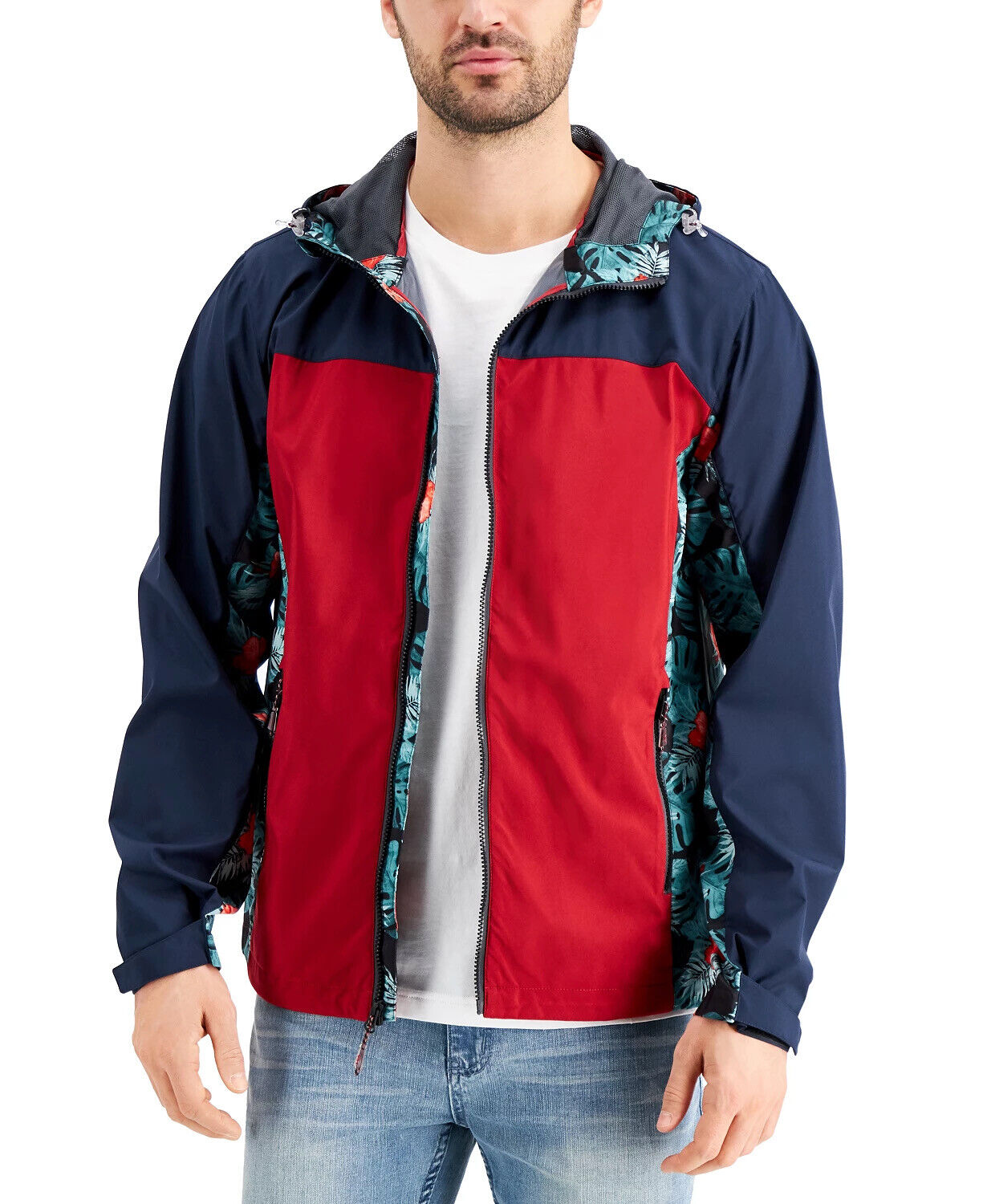 Hawke & Co. All-Season Lightweight Hooded Rain Jacket Floral Print Medium