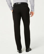 Kenneth Cole Reaction  Solid Flat Front Trousers Dress Pants Black 40 X 32