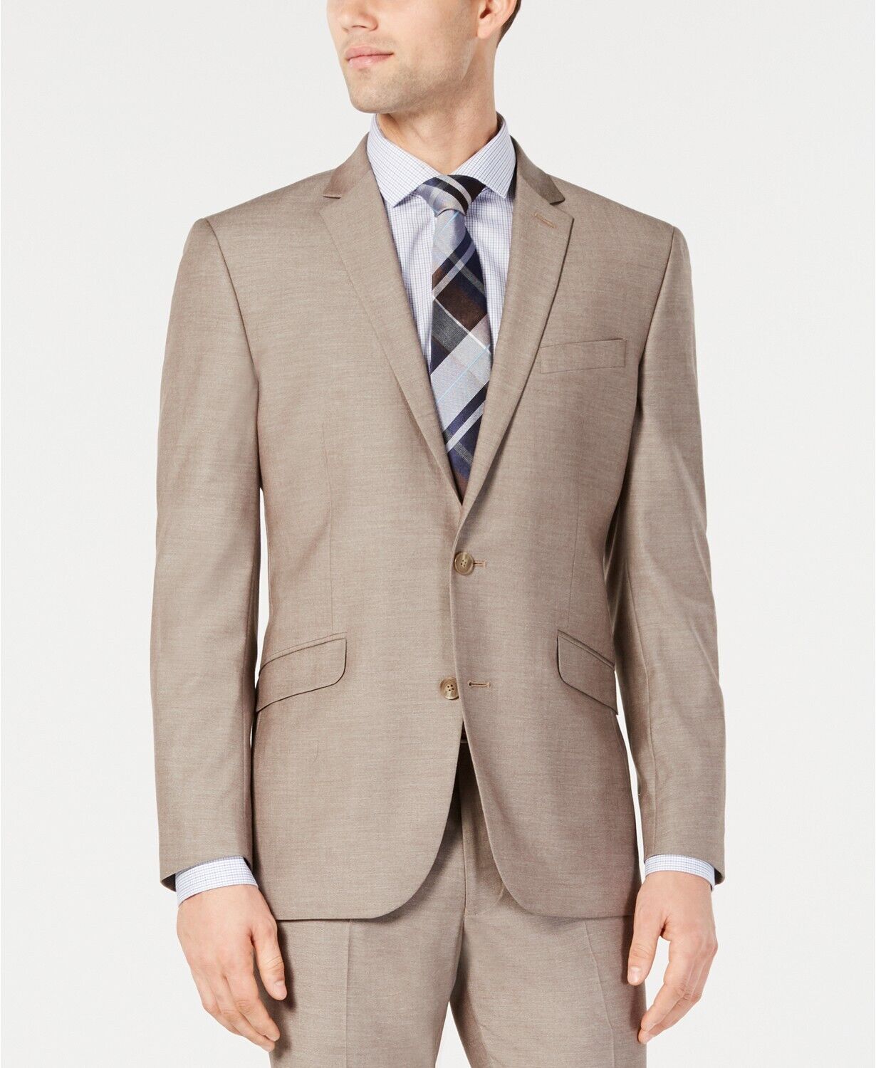 Kenneth Cole Reaction Men's Ready Flex Slim-Fit Stretch Suit 42 XL 35 x 32 Tan