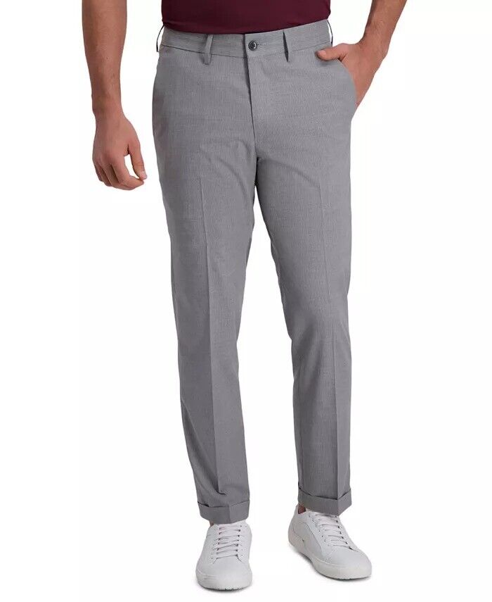 KENNETH COLE Men's Slim-Fit Stretch Heather Stripe Dress Pants 31 x 30 Grey