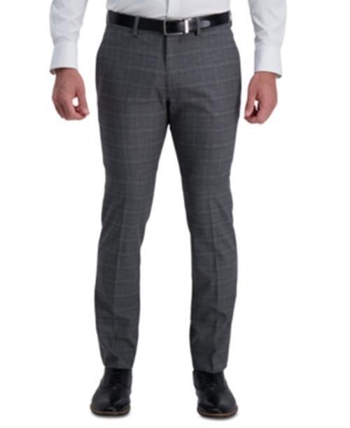 Kenneth Cole Reaction Slim-Fit Stretch Pattern Dress Pants 31 x 32 Charcoal