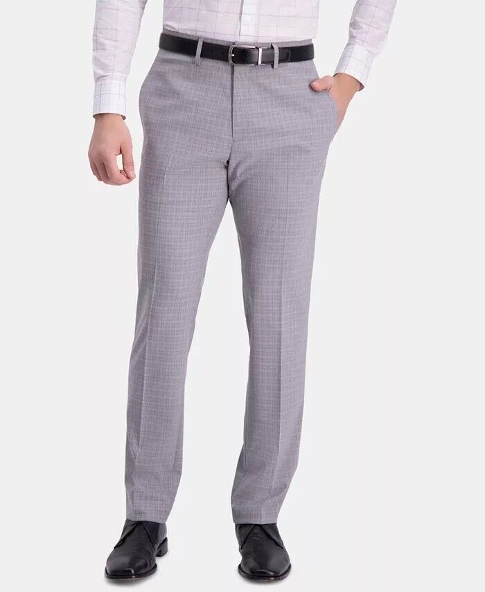KENNETH COLE Men's Men's Slim-Fit Stretch Pattern Dress Pants 34 x 34 Grey