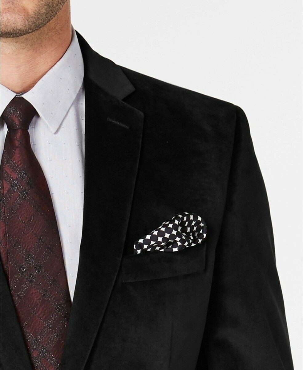 Kenneth Cole Reaction Men's Slim-Fit Velvet Sport Coat 38S Black