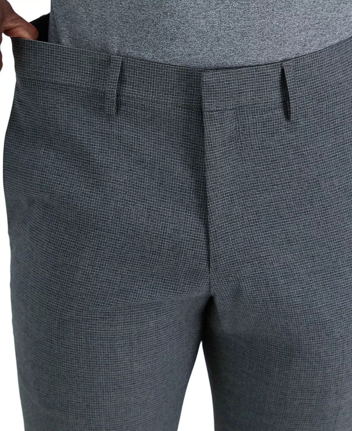KENNETH COLE Men's Slim-Fit Stretch Dress Pants 34 x 34 Grey Windowpane