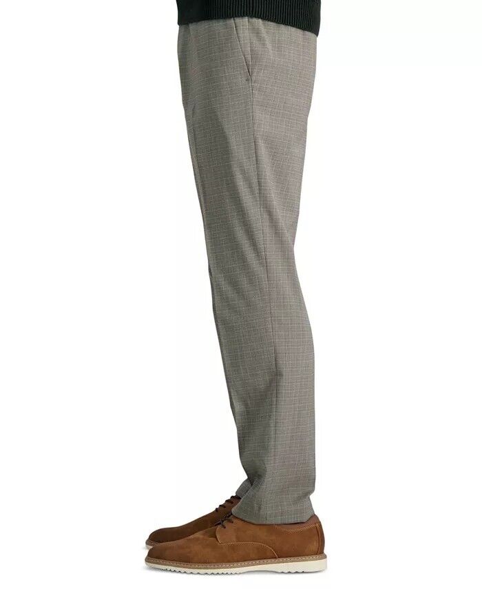 KENNETH COLE Men's Slim-Fit Stretch Dress Pants 32 x 30 Oatmeal Windowpane