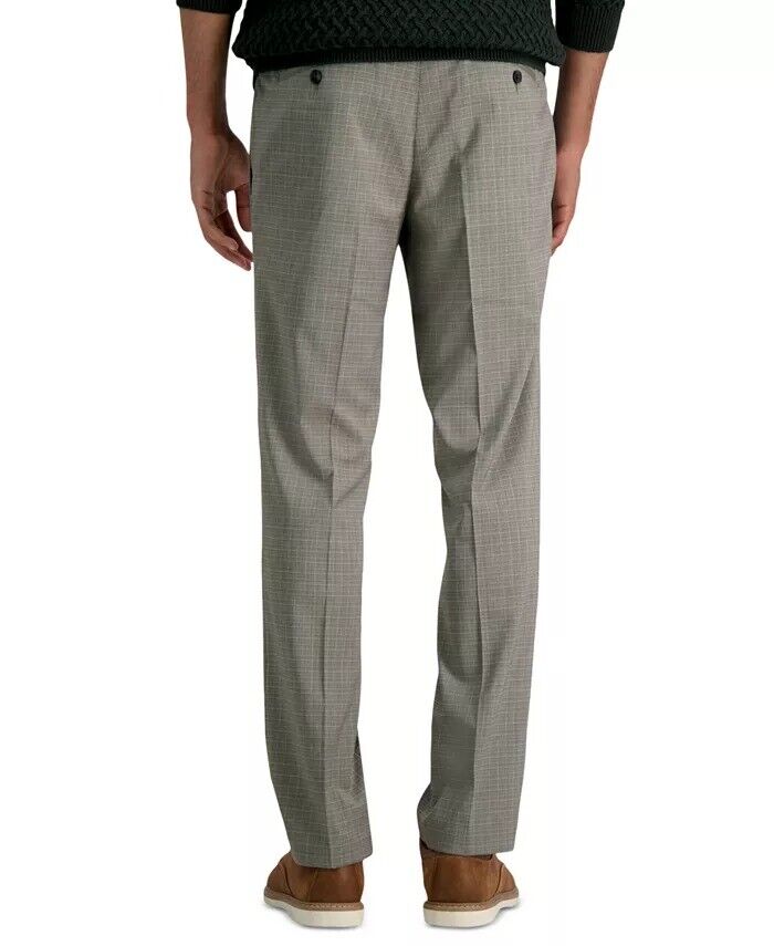 KENNETH COLE Men's Slim-Fit Stretch Dress Pants 32 x 30 Oatmeal Windowpane
