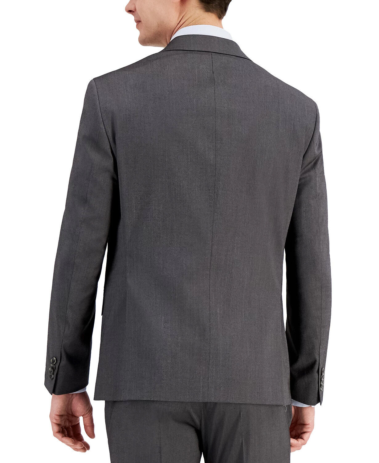 Kenneth Cole Reaction Techni-Cole Gray Suit Slim Fit Jacket 44L 2 Button