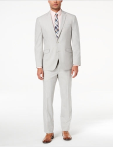 Kenneth Cole Men's Big and Tall Suit Slim-Fit Stretch Light Gray 56R / 49 x 32