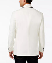 Kenneth Cole Reaction Mens Dinner Jacket 48R Slim-Fit White with Black Trim